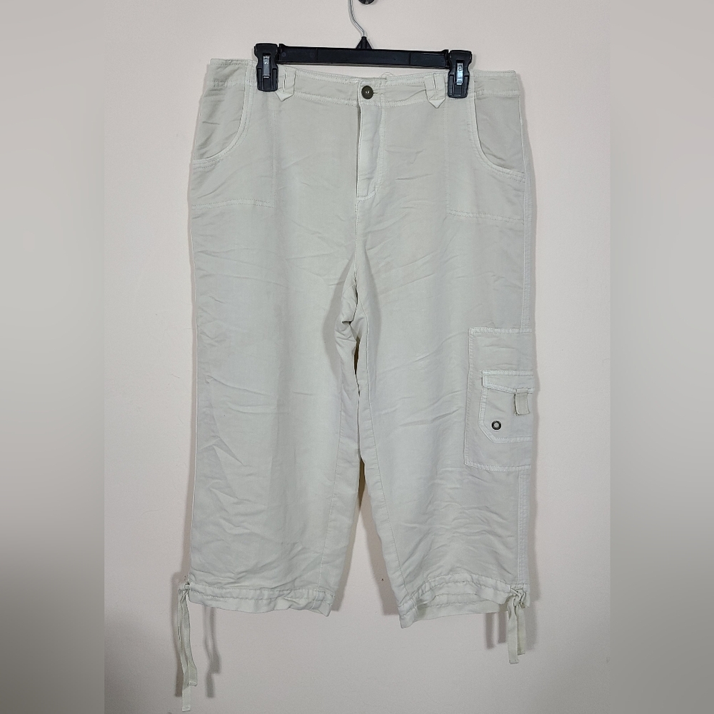 Khakis Casual Khaki Cargo Drawstring Capri‎ Pants Womens Size 12